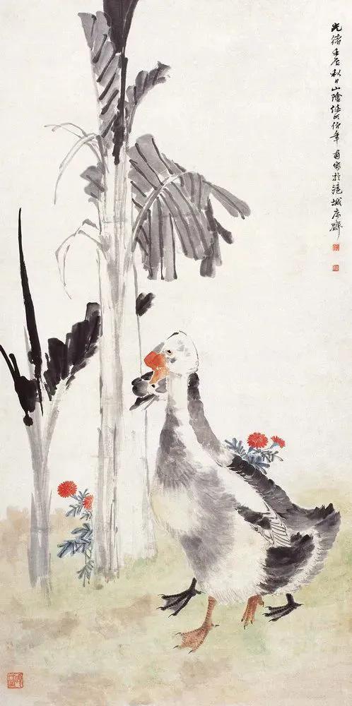 水中花白鹅，诗画溢欢歌：“白鹅”诗词20首，国画白鹅46幅