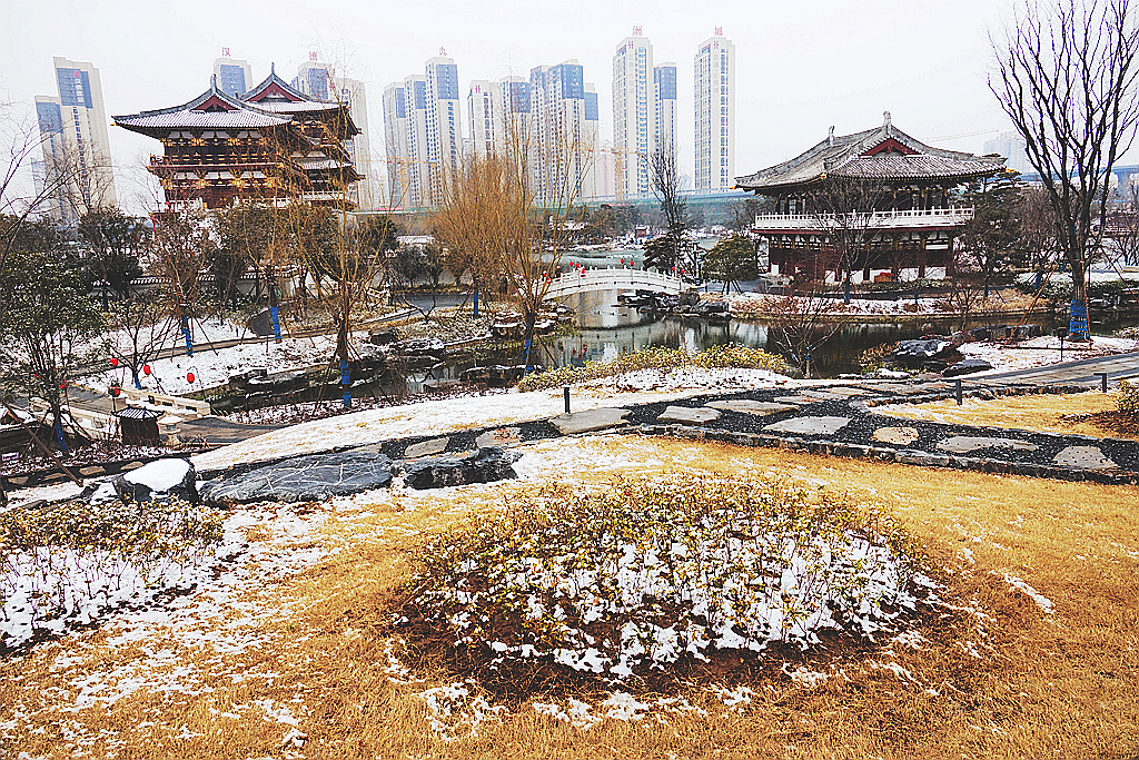 雪游九洲池