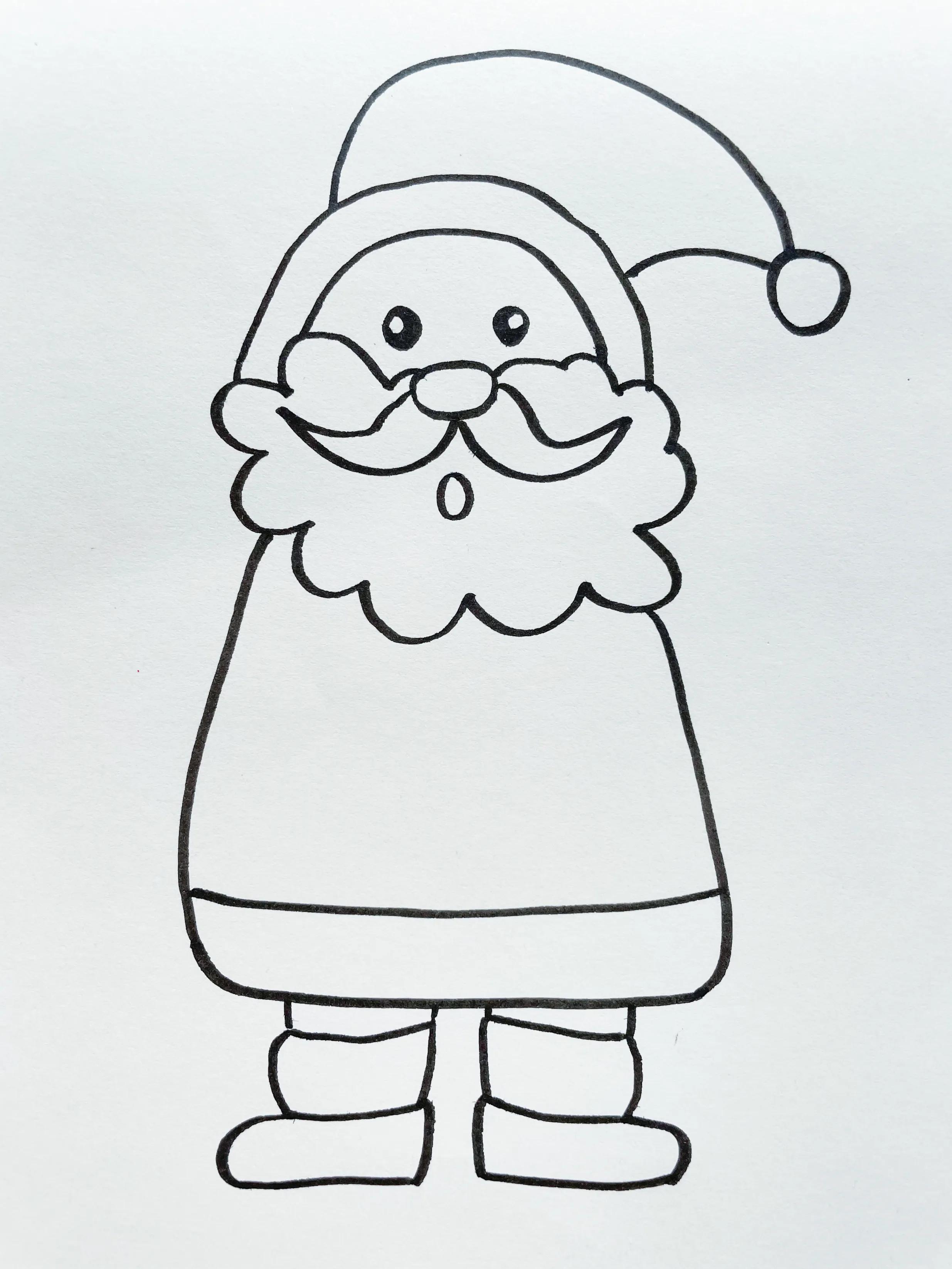 儿童简笔画人物作品圣诞老人的画法绘画过程详解 肉丁儿童网