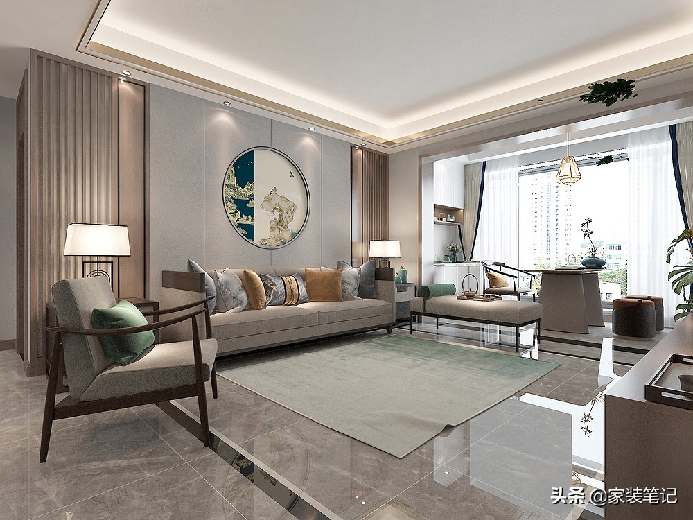 130㎡的四居室，装修现代中式，全屋时尚、前卫又有意境，很喜欢