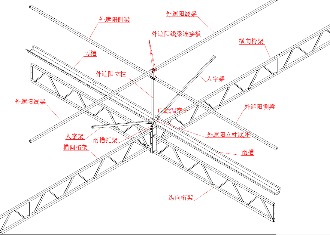 带隔断的玻璃温室大棚图纸分享、玻璃温室设计建造方案