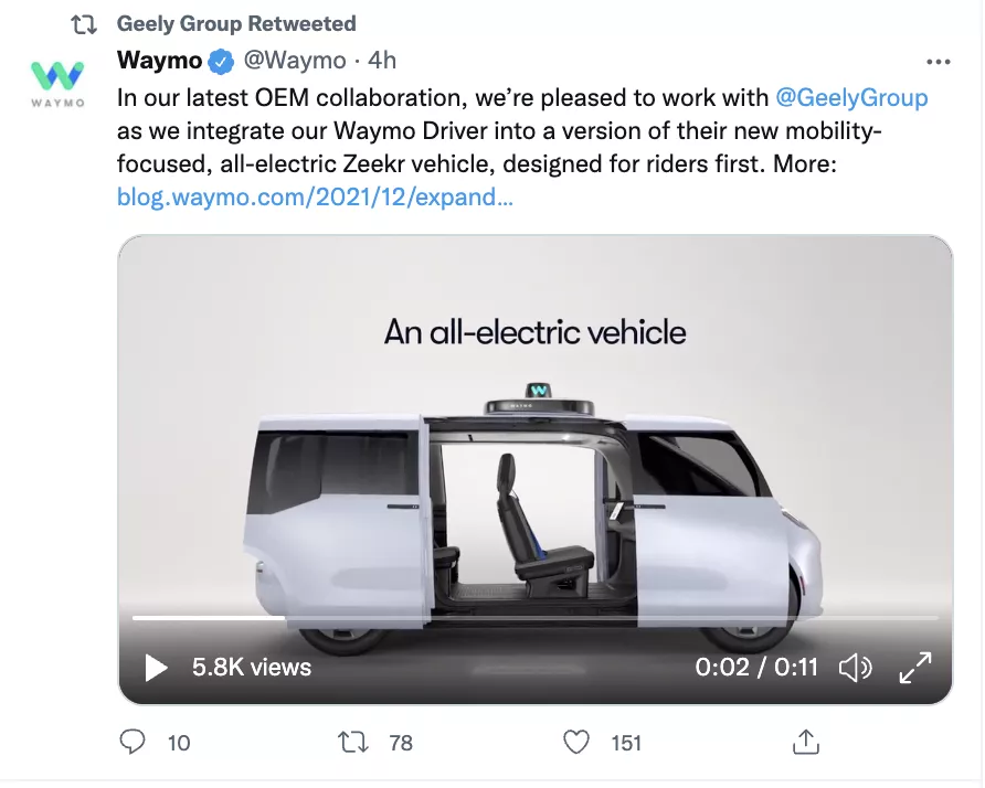 极氪牵手Waymo,吉利自动驾驶提速
