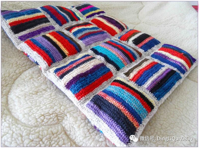 “针织作品”零线编织的毛毯和篮子等小物件