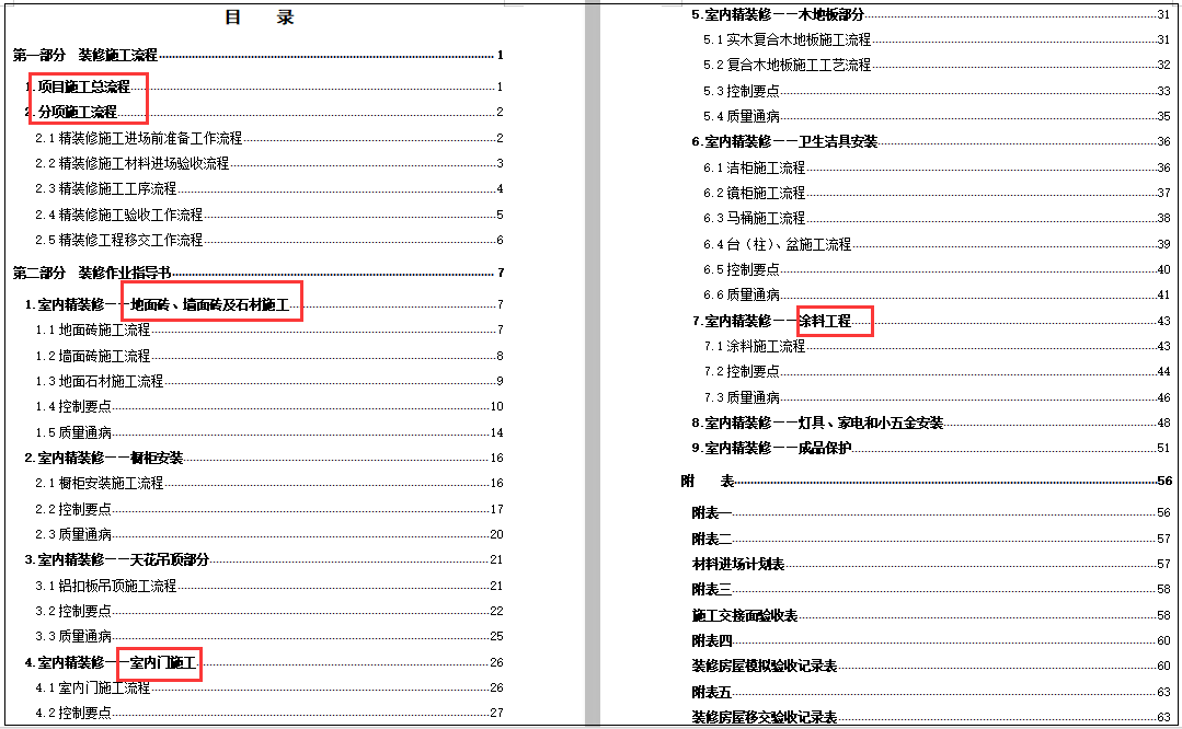 干货分享！装饰装修工程标准化手册，含施工流程、指导书、必备表