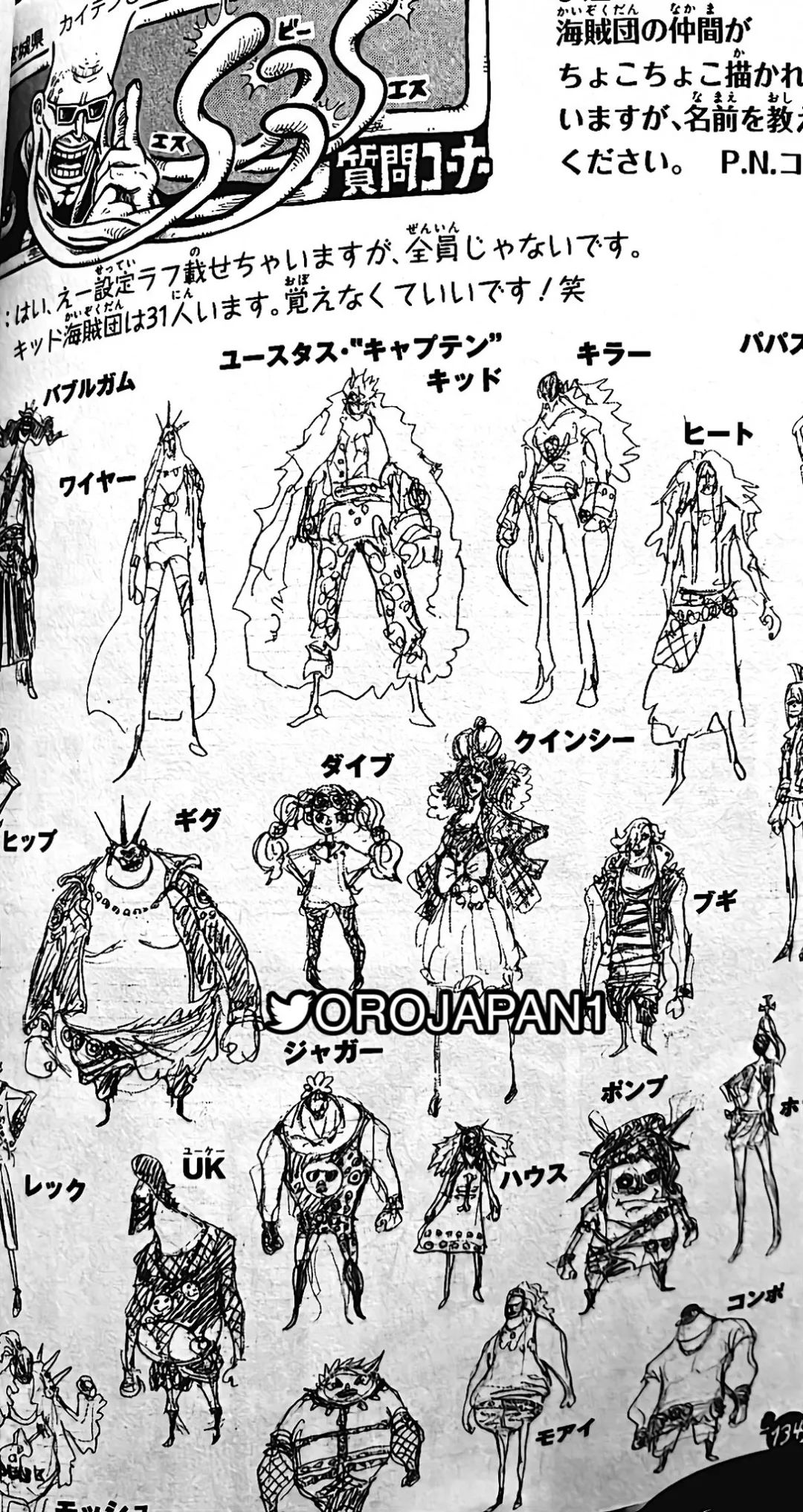 海賊王sbs資料 烏索普武器拟人化揭秘 基德海賊團全員亮相 天天看點