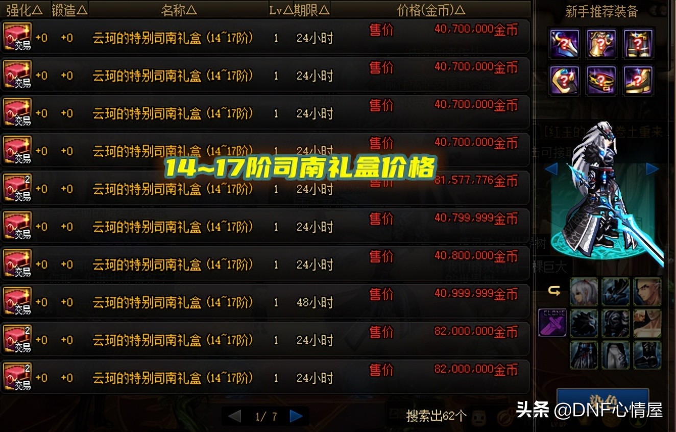 DNF：5.10开服后，新魔盒可交易产物价格一览，武器模具200W金币