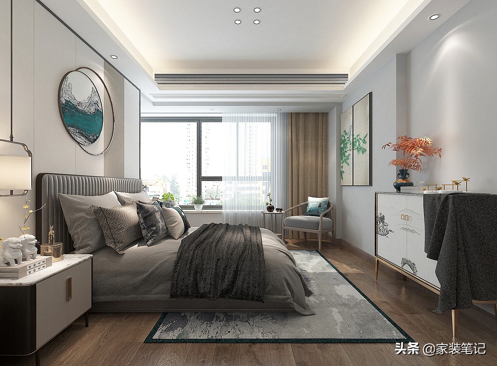 130㎡的四居室，装修现代中式，全屋时尚、前卫又有意境，很喜欢