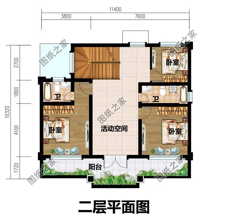 5款同色系农村别墅设计，配色组合简单好看，经典户型超级温馨