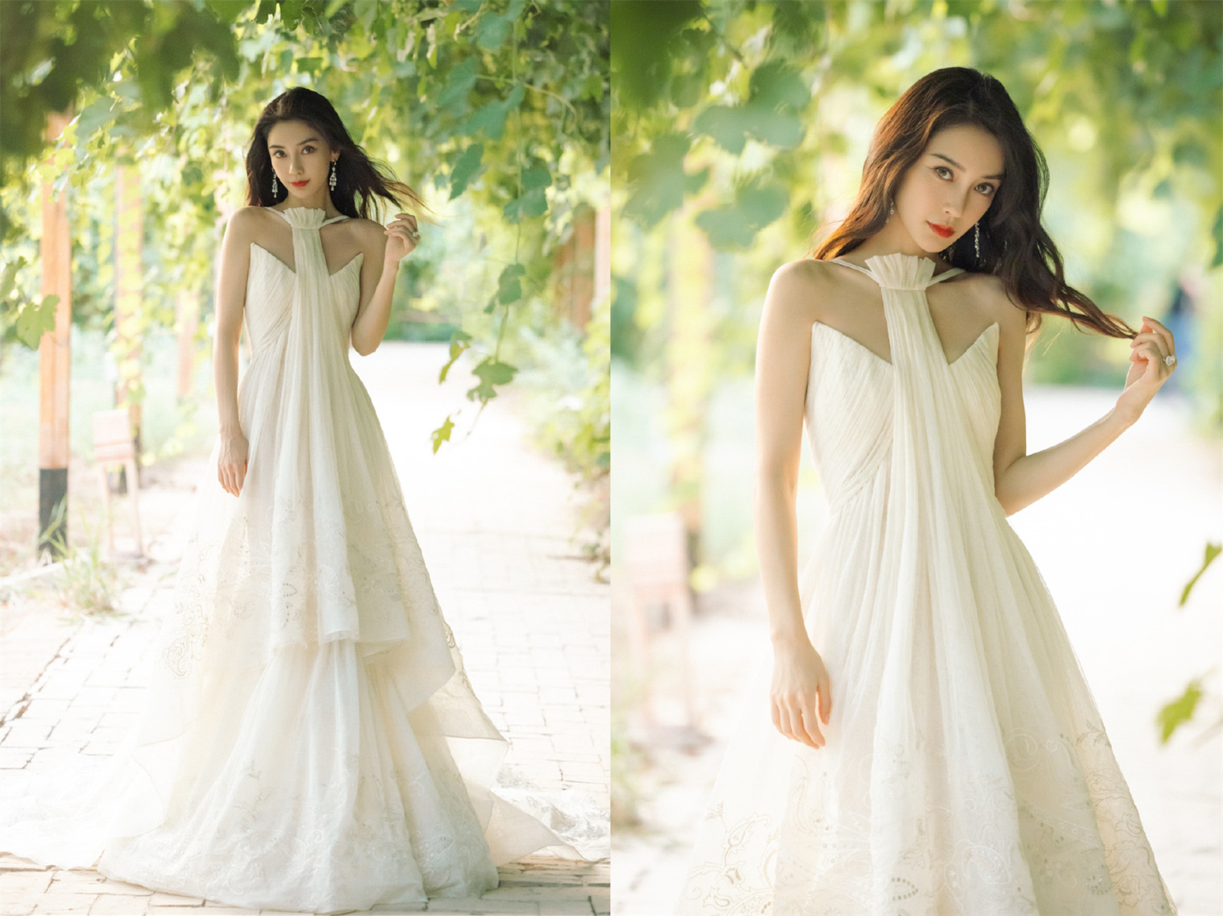 没有红毯也穿高定，baby百元耳环配高定，赵丽颖礼服不服帖靠修图