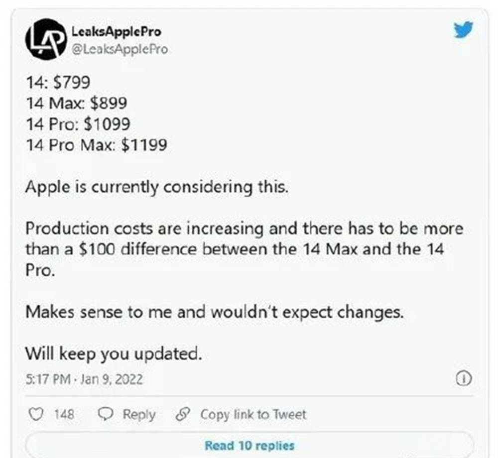 曝iPhone 14九成采用双开孔 全系价格上涨100美元