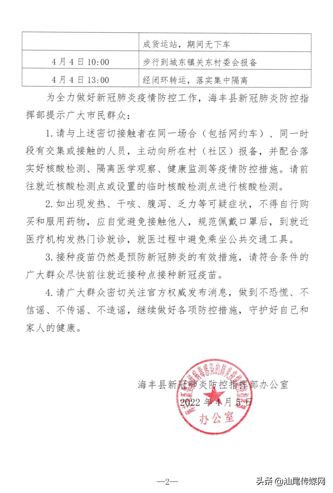 关于1名密切接触者行程轨迹的通报