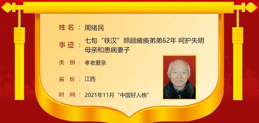 中央文明办发布2021年11月“中国好人榜”，江西7人上榜！