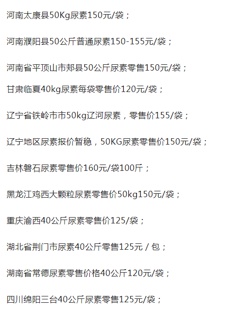 尿素价格整体下调，一袋多少钱？最新化肥报价出来了