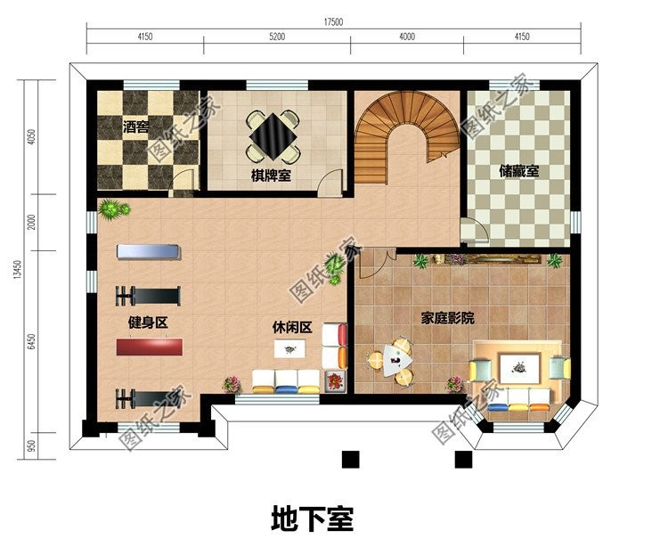 欧式二层带地下室别墅设计，家庭影院温馨舒适
