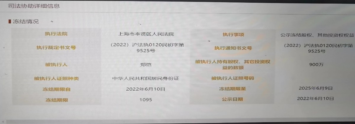 郑恺900万股权被冻结，查封扣押，法院财产保全显威力