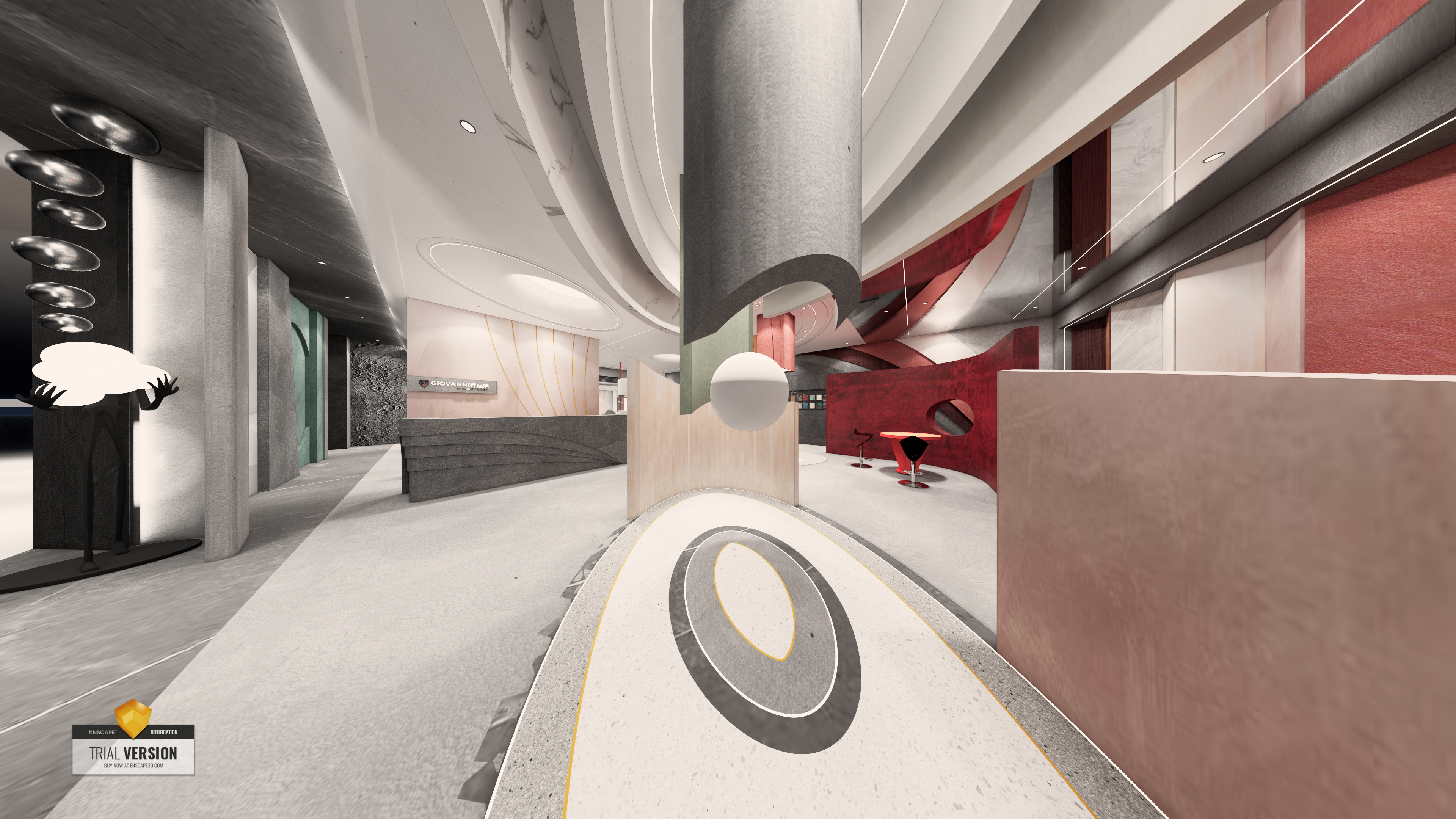 乔瓦尼·艺术馆｜四川内江店，“弧”与“圆”主导的艺术展厅