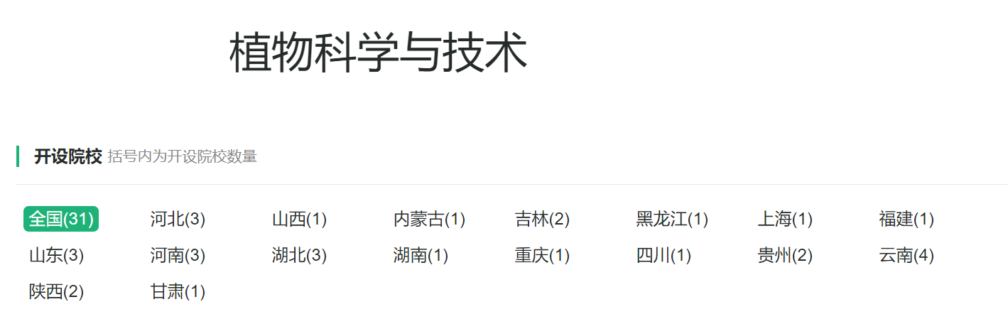 植物生产类专业：最主要的农学专业类，各专业有联系但差异更明显