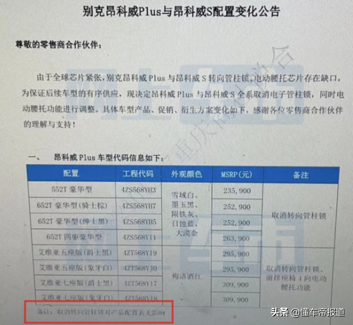 新车 | 售23.59-30.99万元，部分配置或取消！别克新款昂科威上市