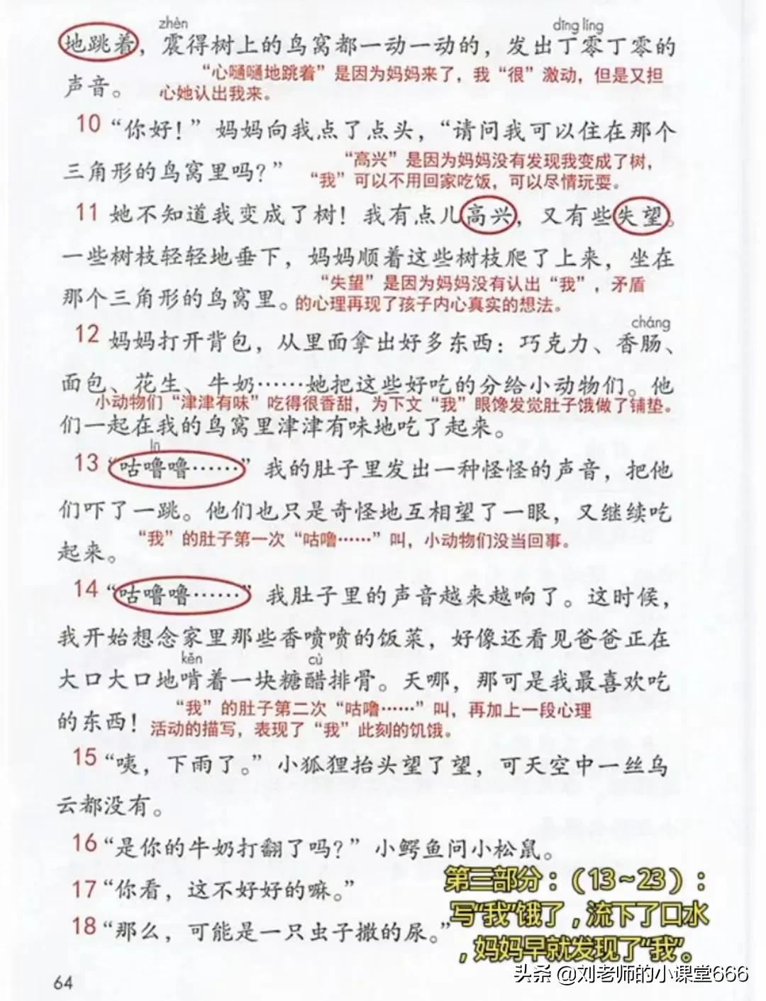 三年级语文下册第17课《我变成了一棵树》课堂笔记及课后习题答案