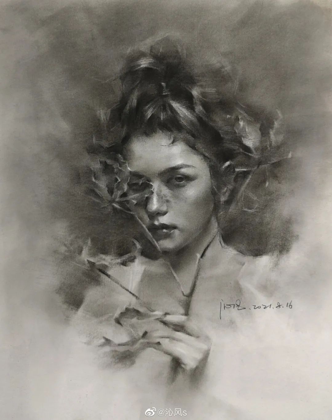 画皮画骨难画魂，她用木炭把明星画活了，王一博鞠婧祎眼神看醉了