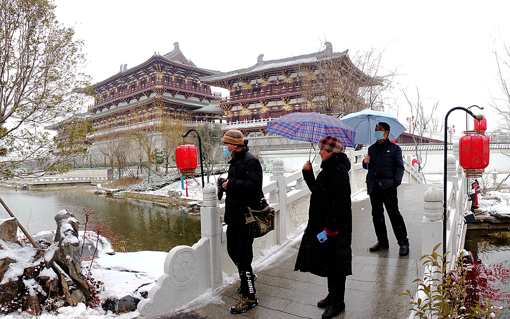 雪游九洲池
