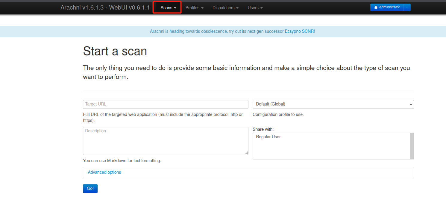 Web渗透_扫描工具Arachni