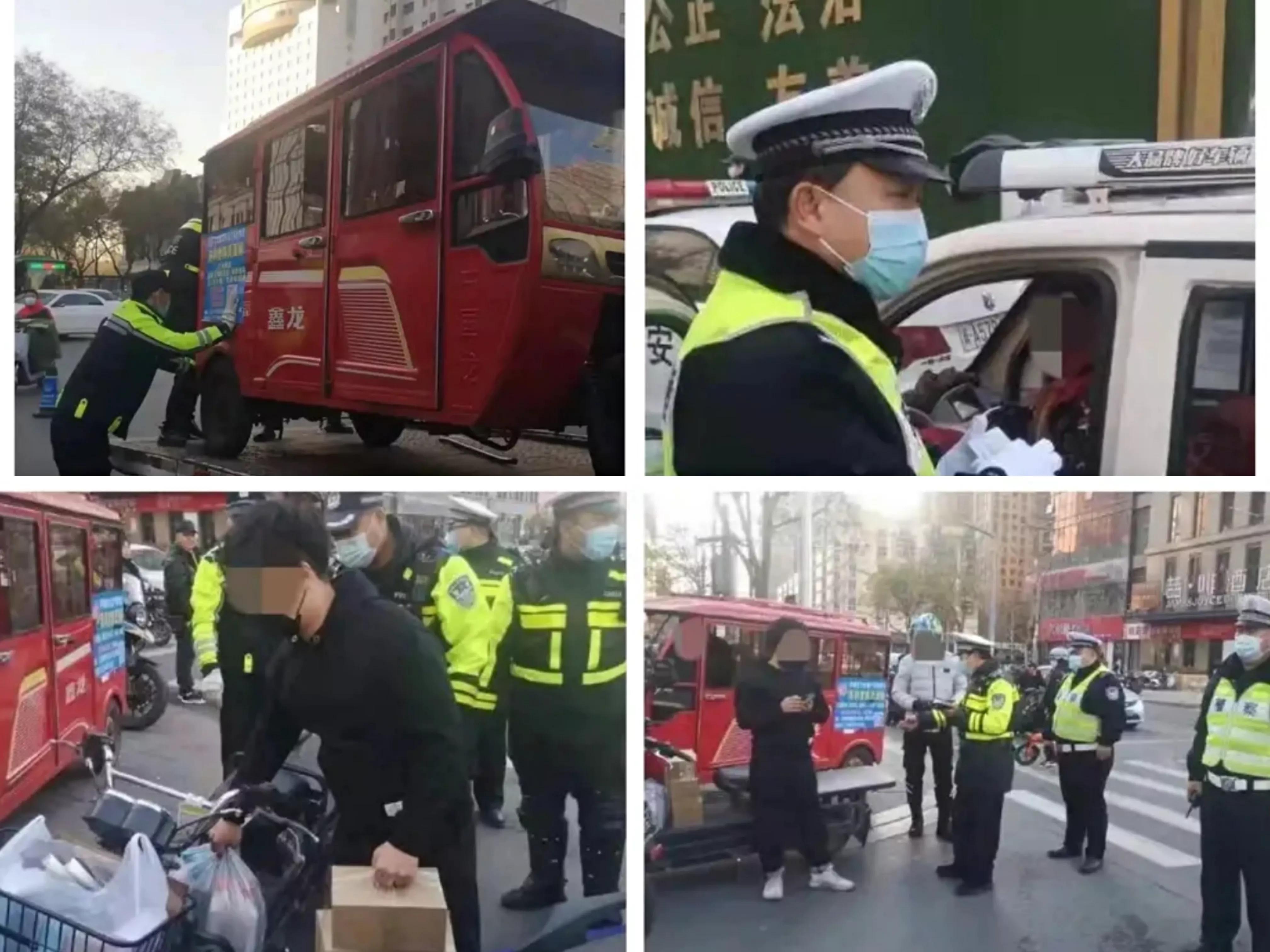 12月两轮、三轮电动车、老年代步车上路，各地交警严查违章行为