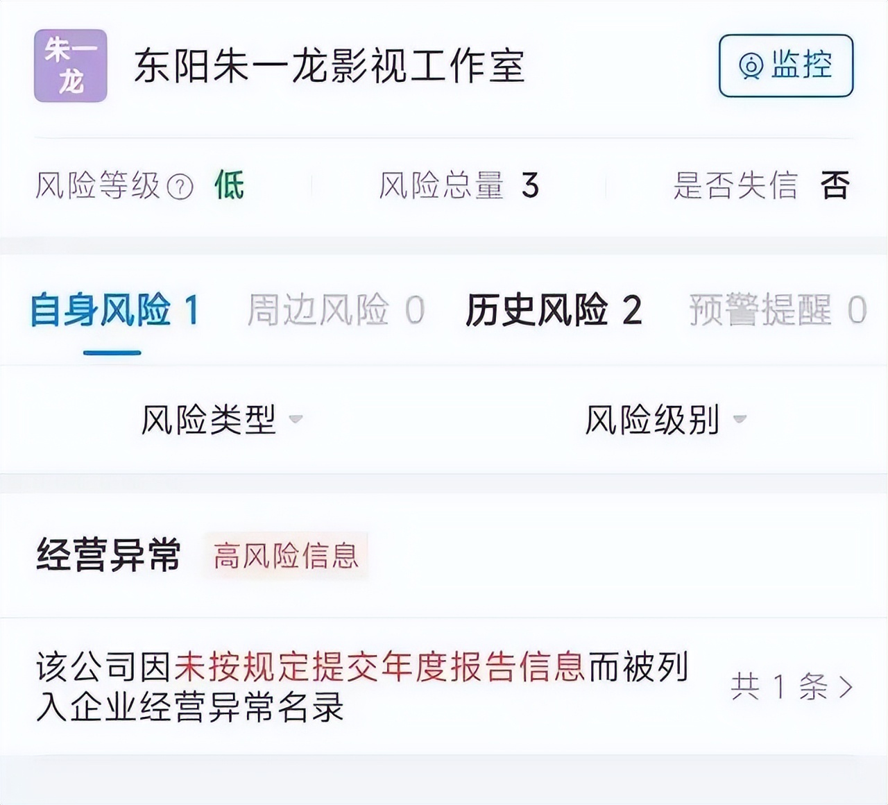 演员朱一龙工作室被列为经营异常，会有什么影响？