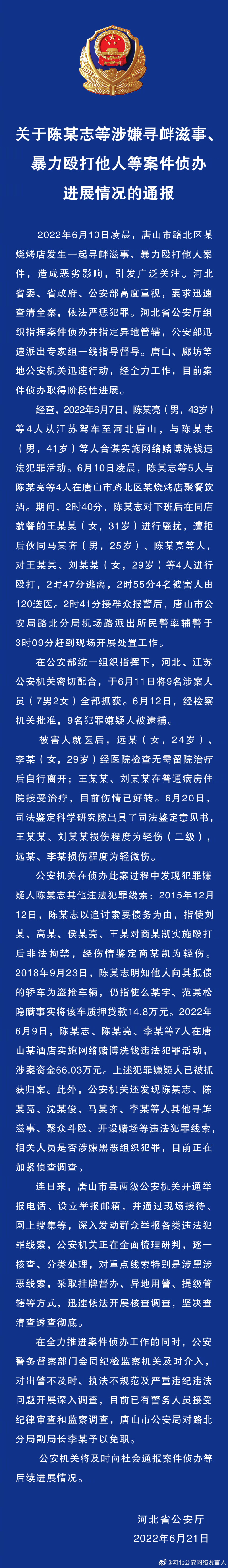 唐山烧烤店打人案细节 唐山打人始末回顾最新消息