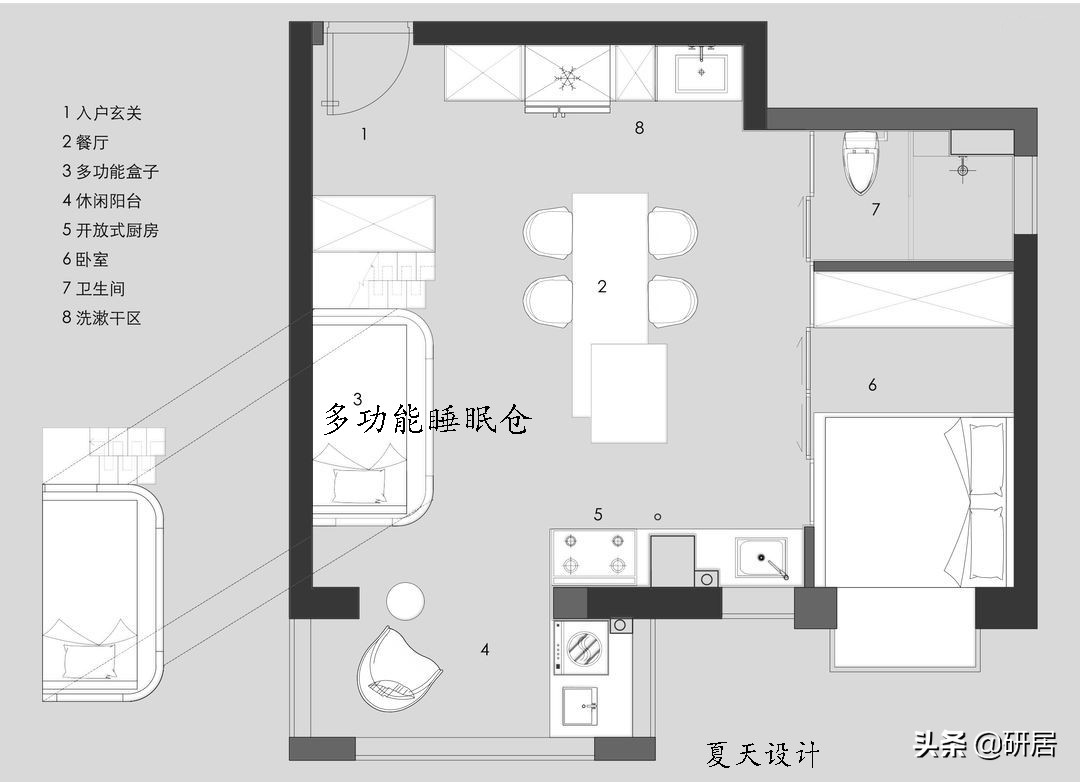 这套65㎡改造有些特别，暗黑风格，制作睡眠舱，住一家4口好轻松