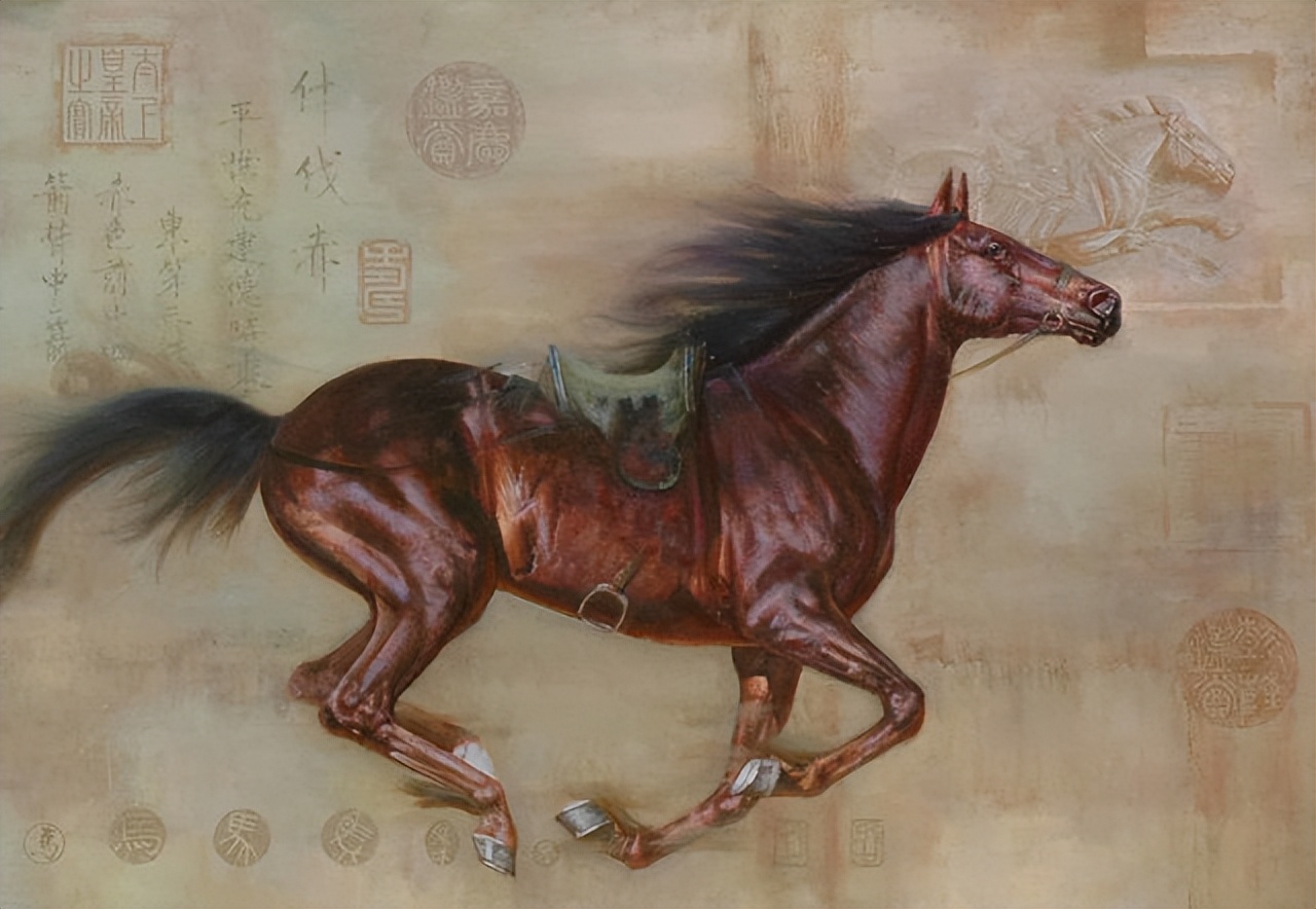 "什伐赤",纯赤色,为大宛汗血宝马.