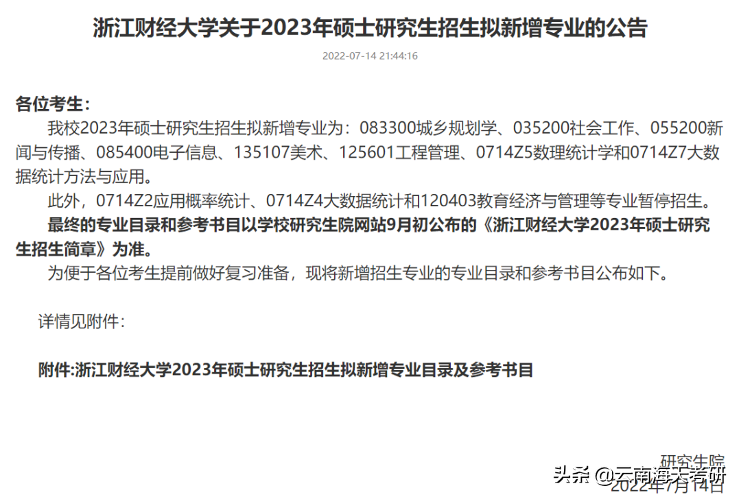 23考研速看！6所院校新增招生专业，看看有没有你想考的