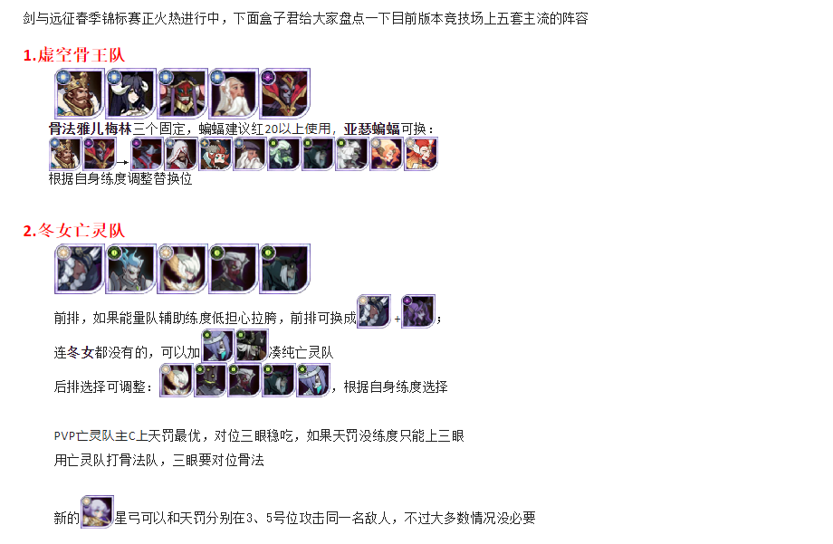 剑与远征四月锦标赛热门卡组盘点