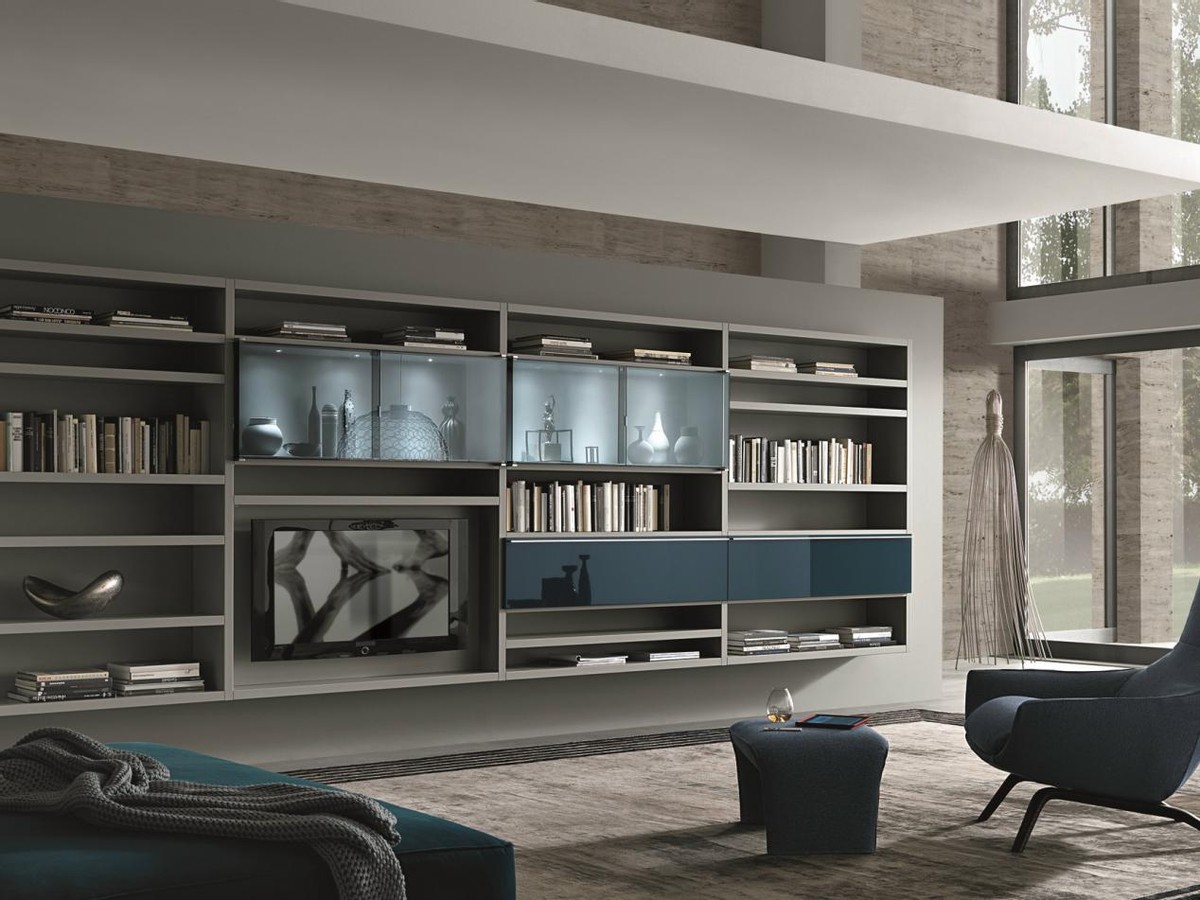 与其做满墙电视柜,不如留40㎝做书架,一柜两用,教科书级模板