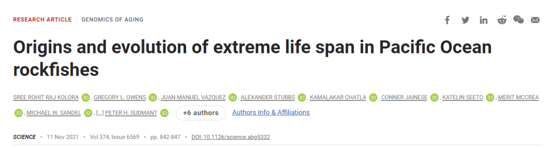 Science | 多物种测序揭示长寿的驱动基因