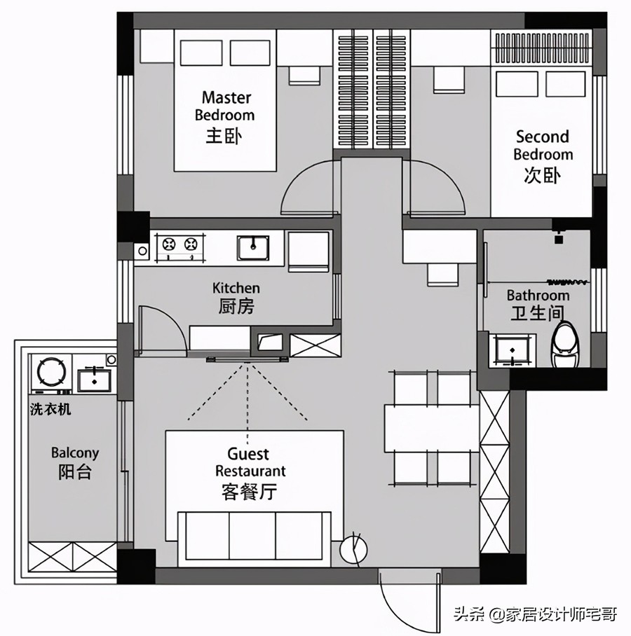 80后夫妻在广州买64㎡二手房，打造2室1厅1厨1卫，精致大气又温馨
