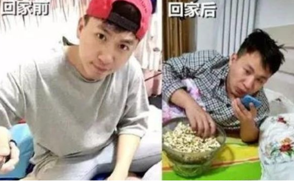 大学生放假前后反差走红，阳光男神回家抓猪，反差之大笑翻网友