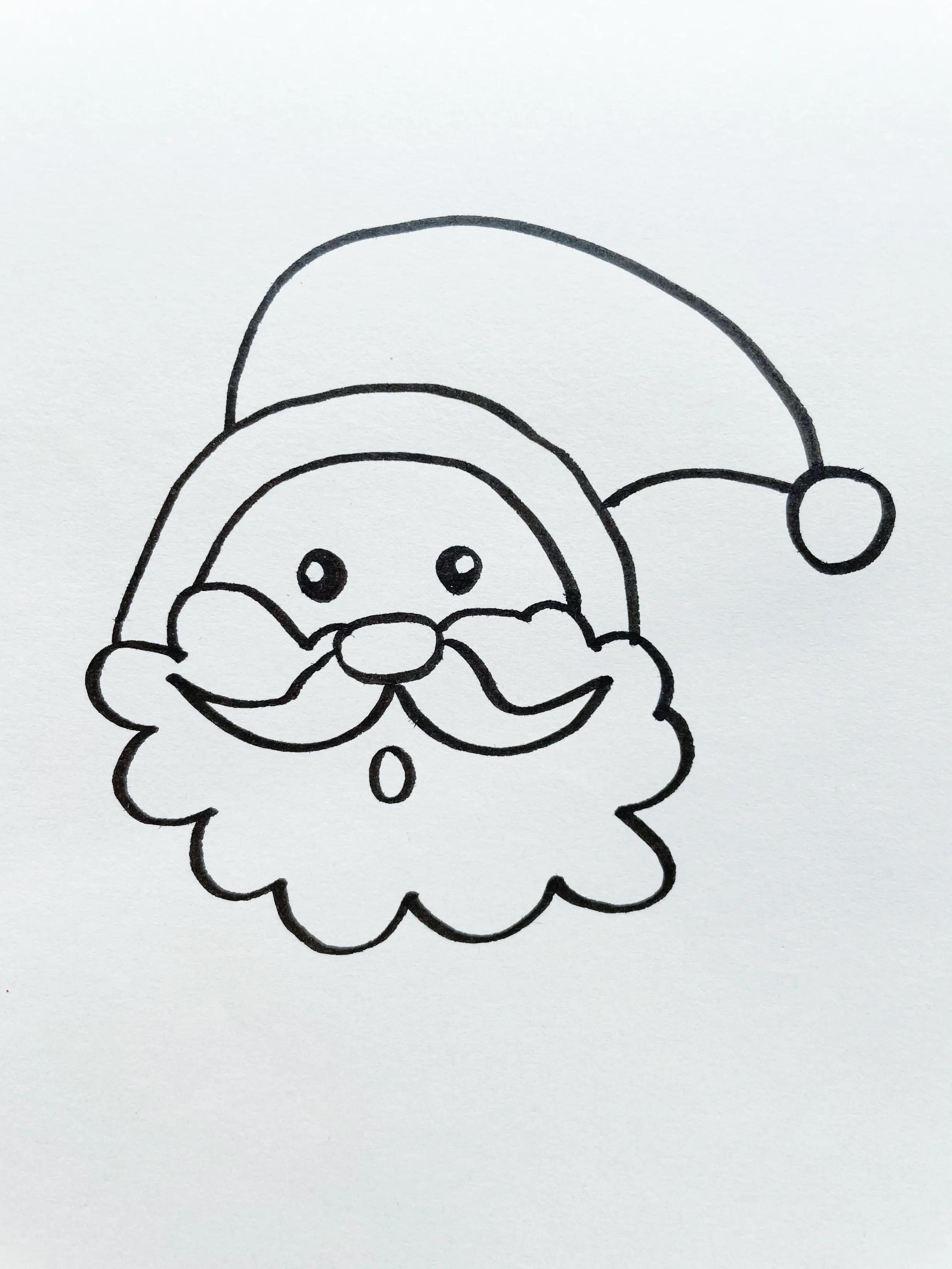 圣诞老人简笔画怎么画,以一个漂亮简单的圣诞老人步骤图-万网时代