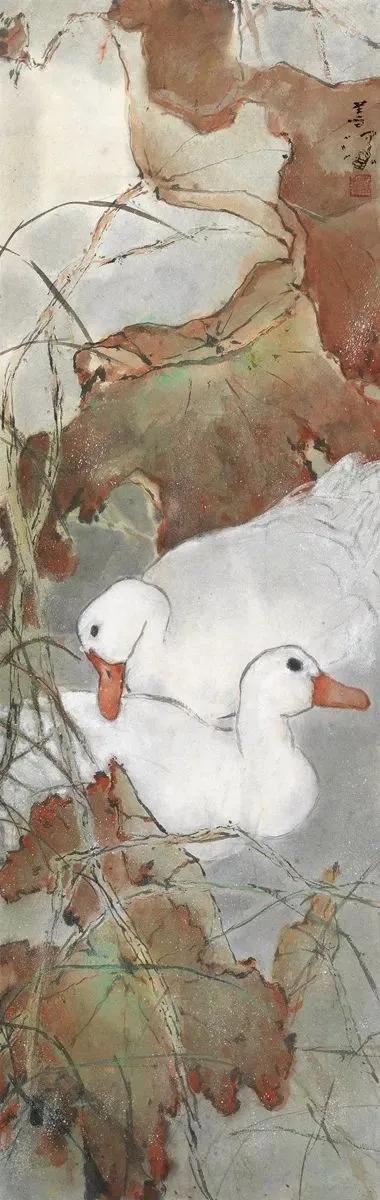 水中花白鹅，诗画溢欢歌：“白鹅”诗词20首，国画白鹅46幅