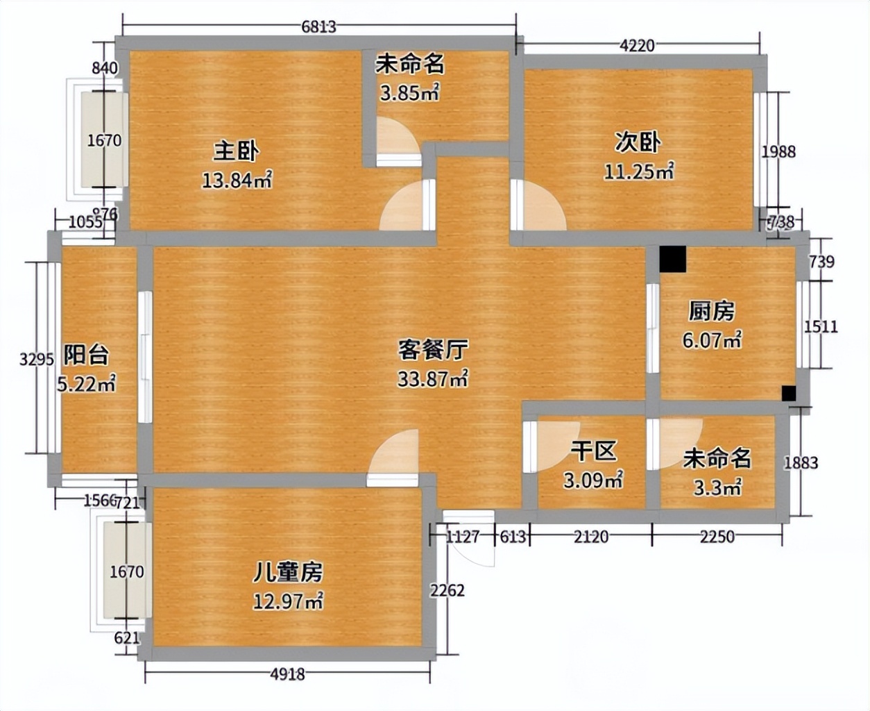 96平米三室两厅现代装修效果图大全
