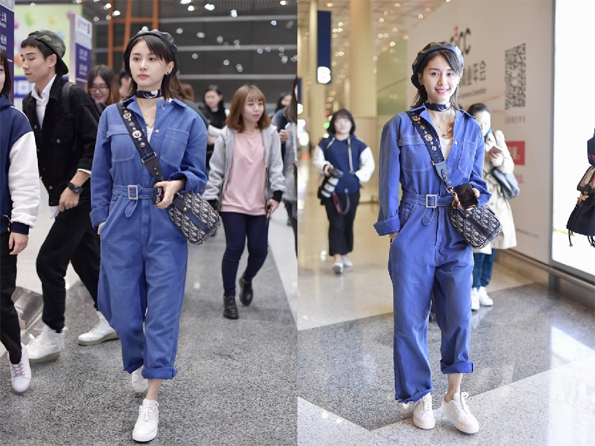 会穿很重要！1米6的王子文穿连体裤凹出1米7的效果，太显高