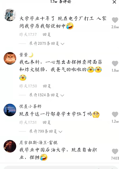 本科毕业摆摊卖煎饼果子火了，网友纷纷留言，这届网友真实得很