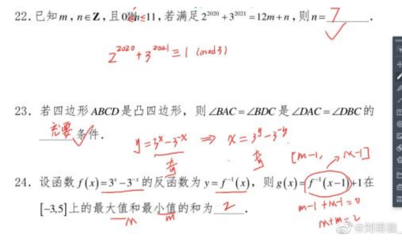 刘蒋巍：复旦大学强基计划数学串讲（2022）