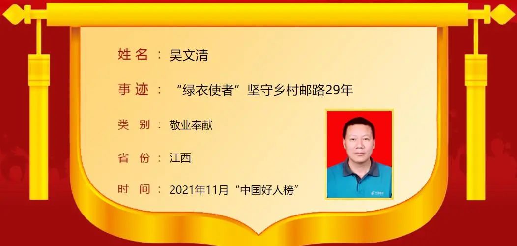 中央文明办发布2021年11月“中国好人榜”，江西7人上榜！