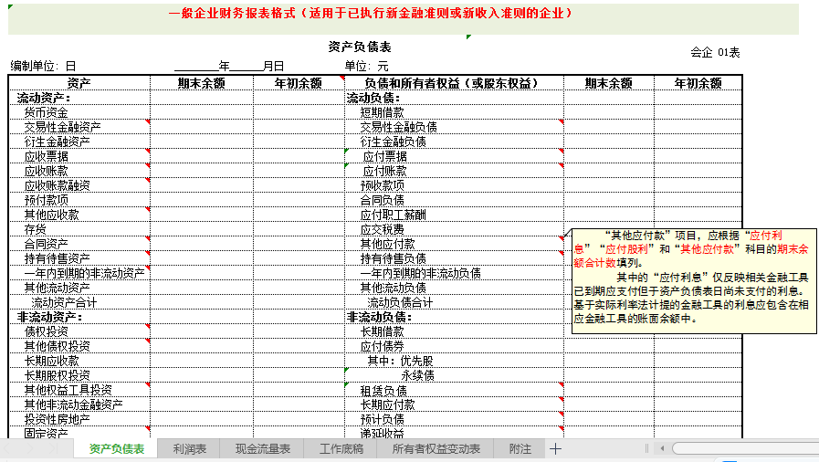 2022执行新准则，企业财务报表格式及填写说明附可视化模板，套用