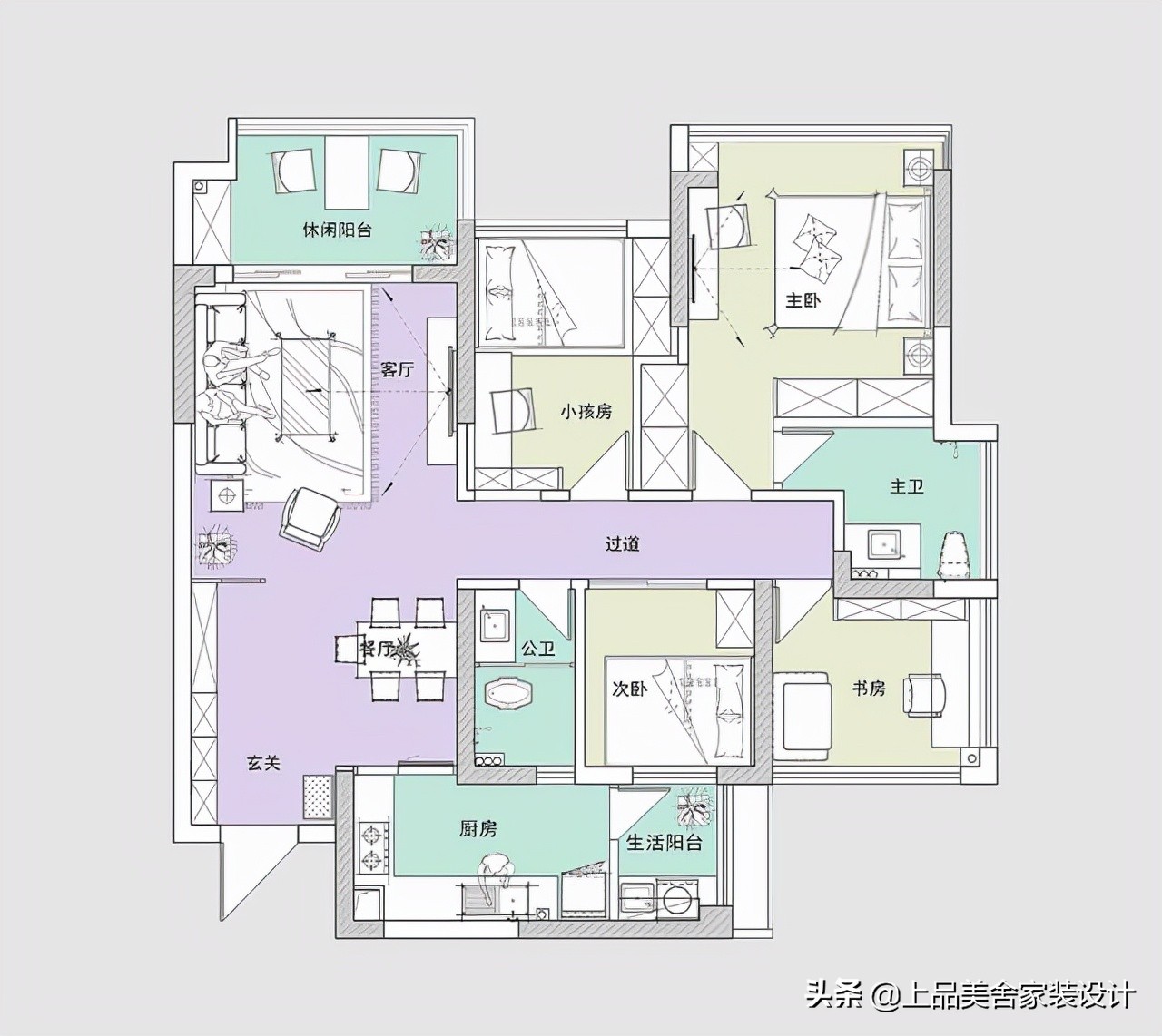 這套房子利用率太高了，僅有100㎡居然有4房2廳2衛，裝得也很溫馨