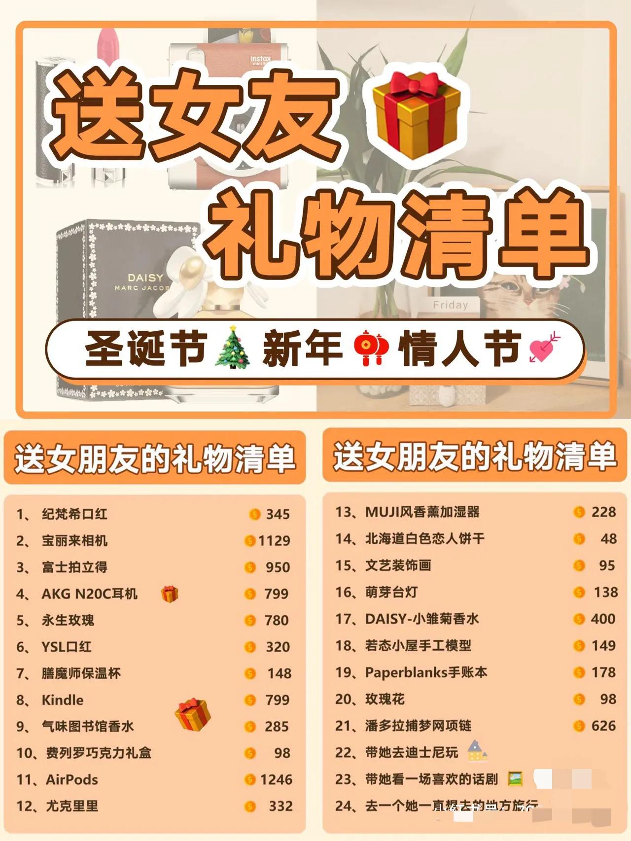 送女朋友的礼物清单（送女生礼物清单）