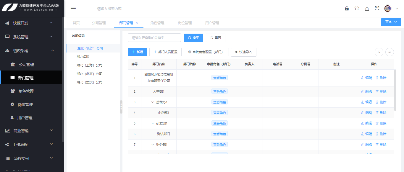 LR.Java低代码自主搭建企业组织架构