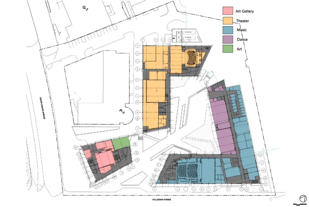 东洛杉矶学院艺术社区——起伏绵延的多元艺术聚落 / ARQ建筑事务所