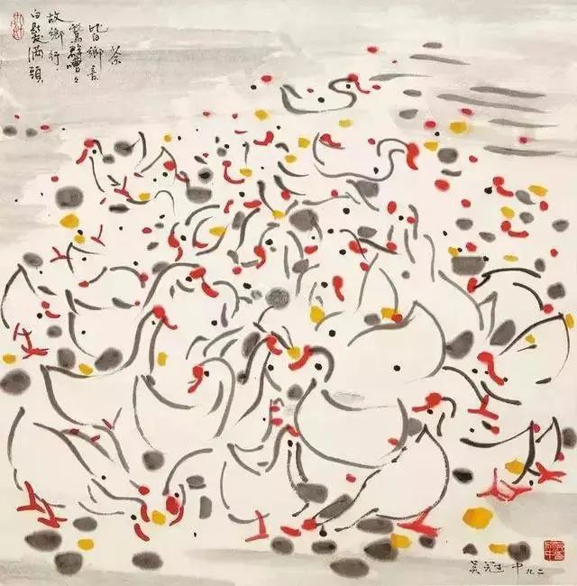 水中花白鹅，诗画溢欢歌：“白鹅”诗词20首，国画白鹅46幅